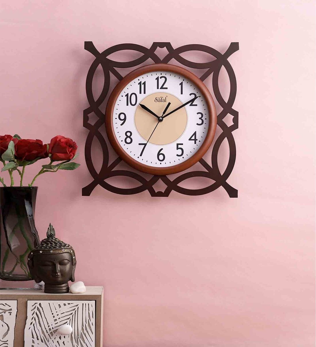 Buy Brown Wooden Silent Sweep Mechanism Wall Clock By Safal Quartz