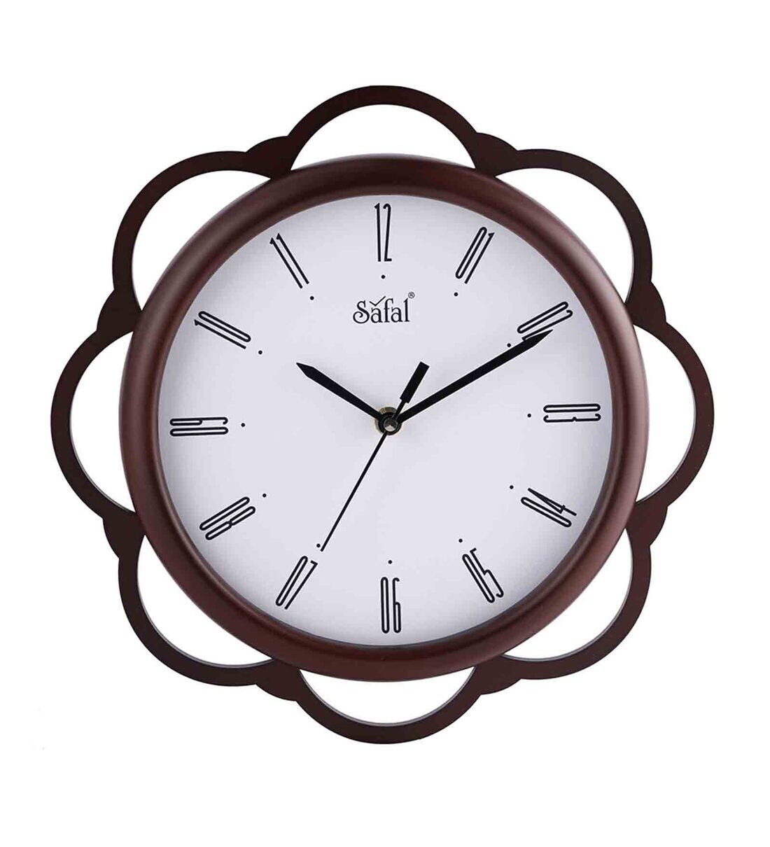Buy Brown Wooden Sleek Silent Sweep Mechanism Wall Clock By Safal