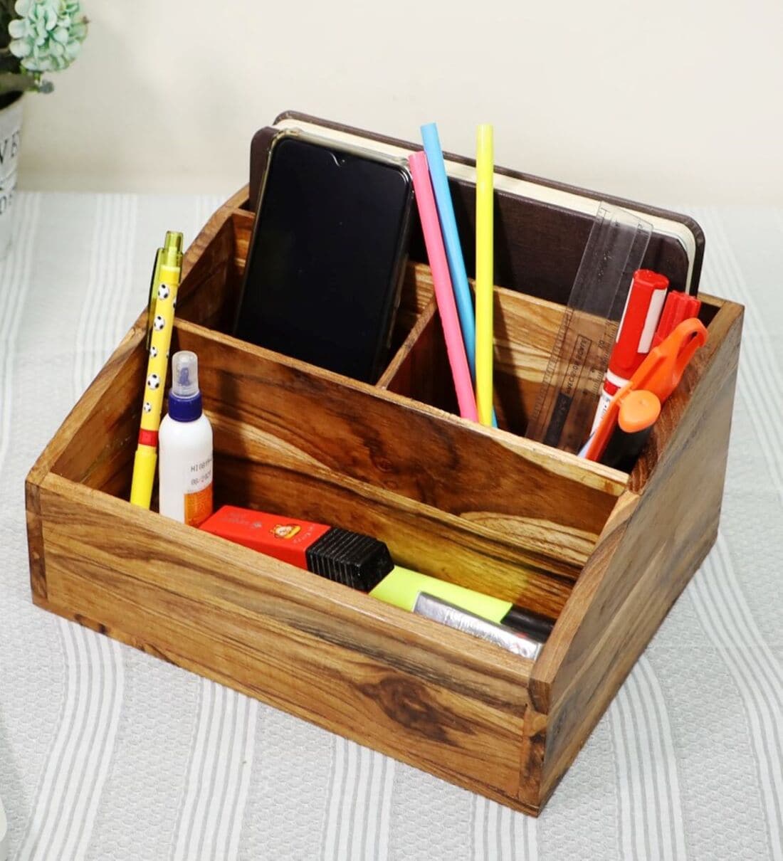 Buy Timaru Brown Wooden TableDesk Organizer at 9 OFF by Teakwoodkart Pepperfry