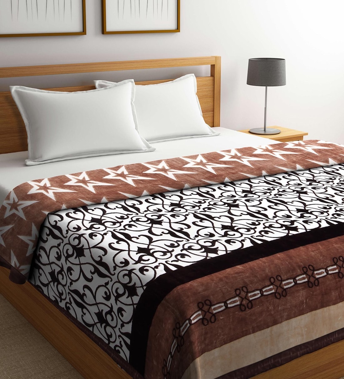 Buy Brown Wool Abstract 1000 GSM Double Bed AC Room Blanket by Klotthe