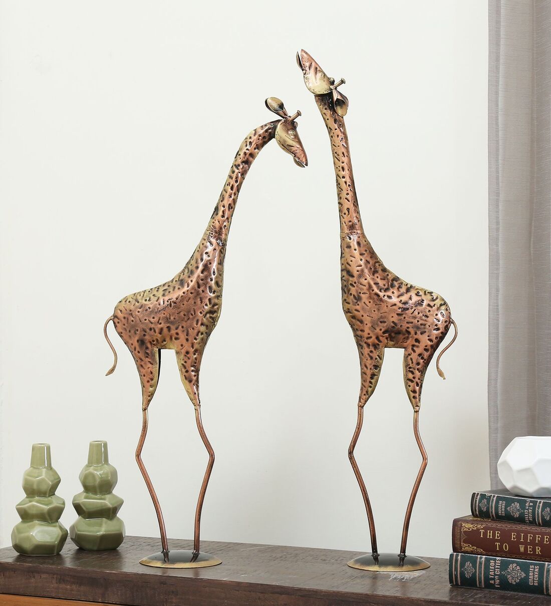 Buy Brown Wrought Iron Animal Figurine Set Of 2 by Godeccor Online