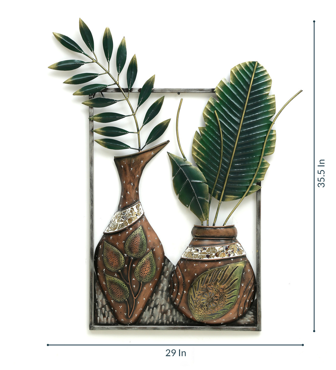 Buy Brown Metal Vases Frame Wall Art by Decocraft Online - Floral Metal