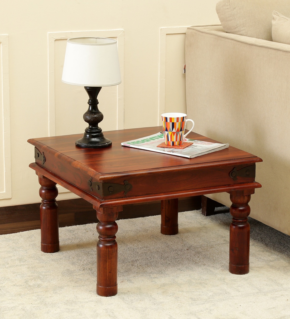 Buy Brunil Solid Wood End Table In Honey Oak Finish By Mudramark Online