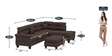 Brensa 5 Seater LHS L Shape Sofa In Dark Brown Colour