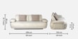 Brina Fabric 3 Seater Sofa with Adjustable Backrest in Beige Colour