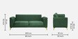Brio Velvet 3 Seater Sofa In Textured Green Colour