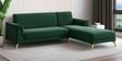 Brio Velvet Fabric LHS Sectional Sofa (3 + Lounger) in Textured Green Color