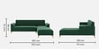 Brio Velvet Fabric LHS Sectional Sofa (3 + Lounger) in Textured Green Color