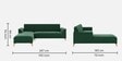 Brio Velvet Fabric RHS Sectional Sofa (3 + Lounger) in Textured Green Color