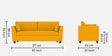 Bristo Velvet 3 Seater Sofa in Saffron Yellow Colour with Storage