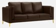 Brookly Leatherette 3 Seater Sofa In Brown Colour