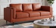Brookly Leatherette 3 Seater Sofa In Tan Colour