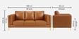Brookly Leatherette 3 Seater Sofa In Tan Colour