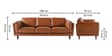 Brookly Leatherette 3 Seater Sofa In Tan Colour