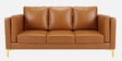 Brookly Leatherette 3 Seater Sofa In Tan Colour