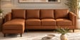 Brookly Leatherette RHS Sectional Sofa (3 + Lounger) In Tan Colour