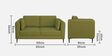 Brooks Fabric 2 Seater Sofa In Sheen Green Colour
