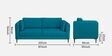 Brooks Fabric 3 Seater Sofa In Turquoise Blue Colour