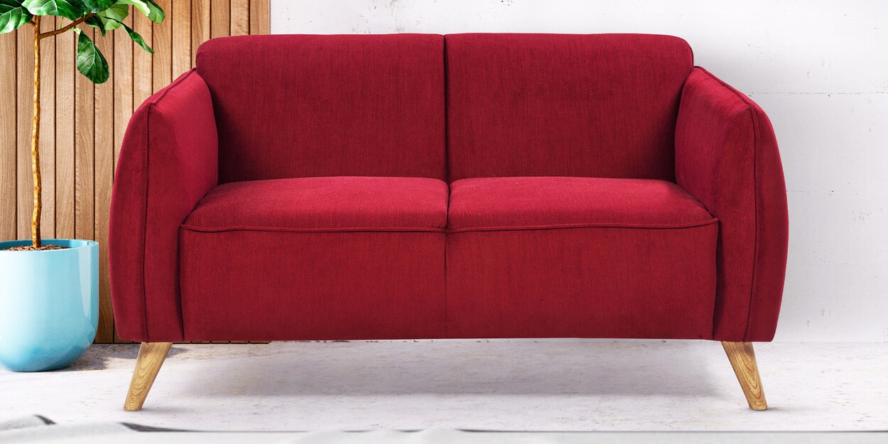Buy Brawny 2 Seater Sofa in Maroon Colour by HomeTown Online MidCentury Modern 2 Seater Sofas