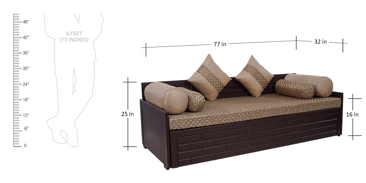 Buy Brick Sofa Cum Bed in Beige & Brown Colour by ARRA Online Pull