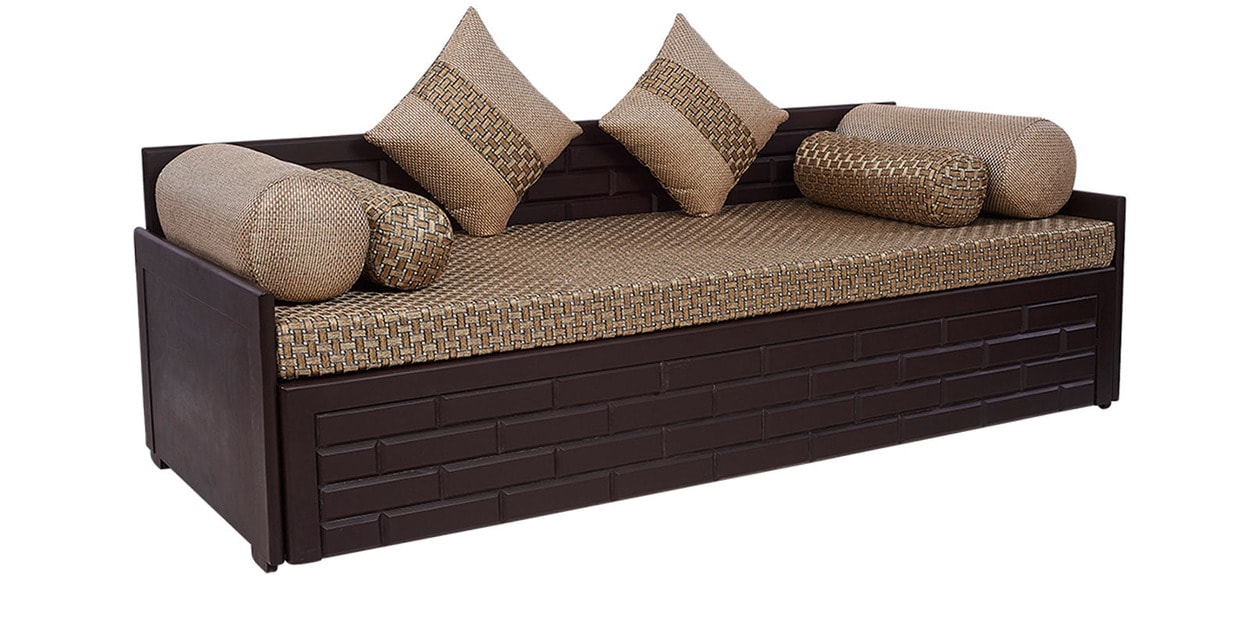 Buy Brick Sofa Cum Bed in Beige & Brown Colour by ARRA Online Pull