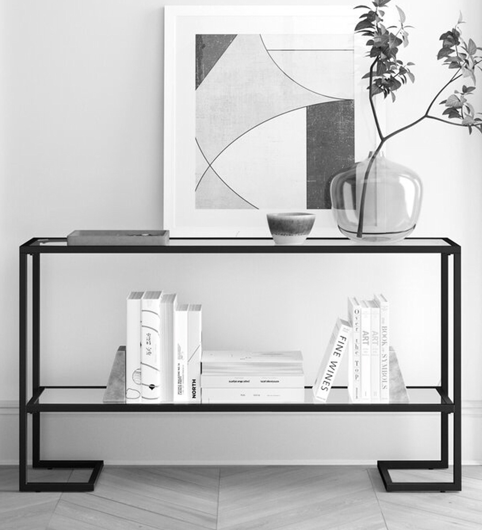 Brad Metal Console Table in Black Finish