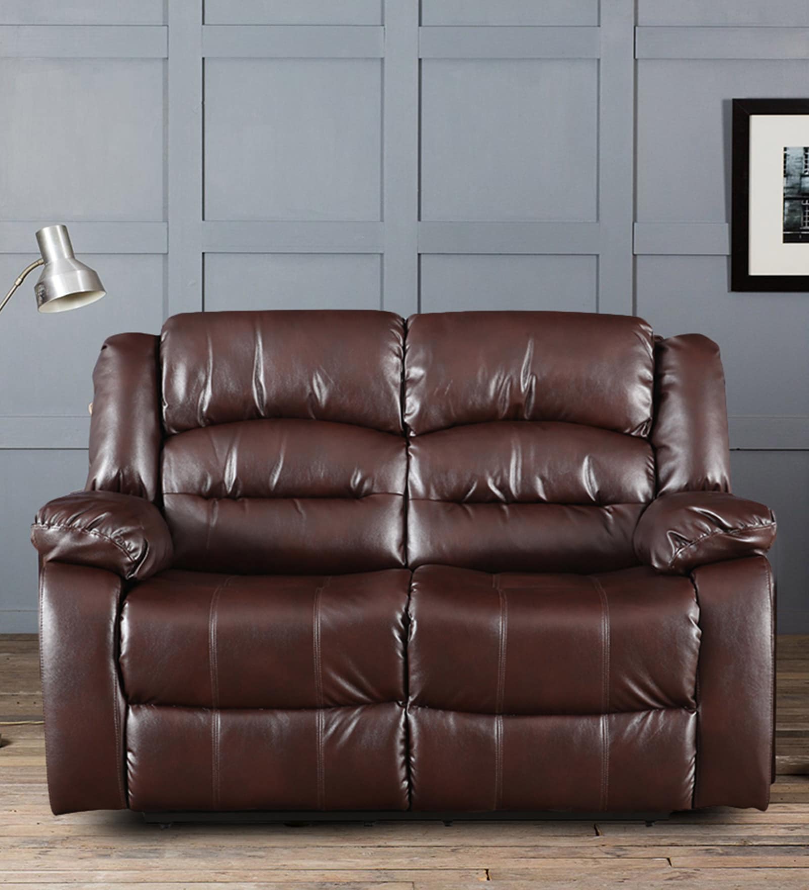 Buy Bradford Fabric 2 Seater Recliner in Brown Colour at 52 OFF by