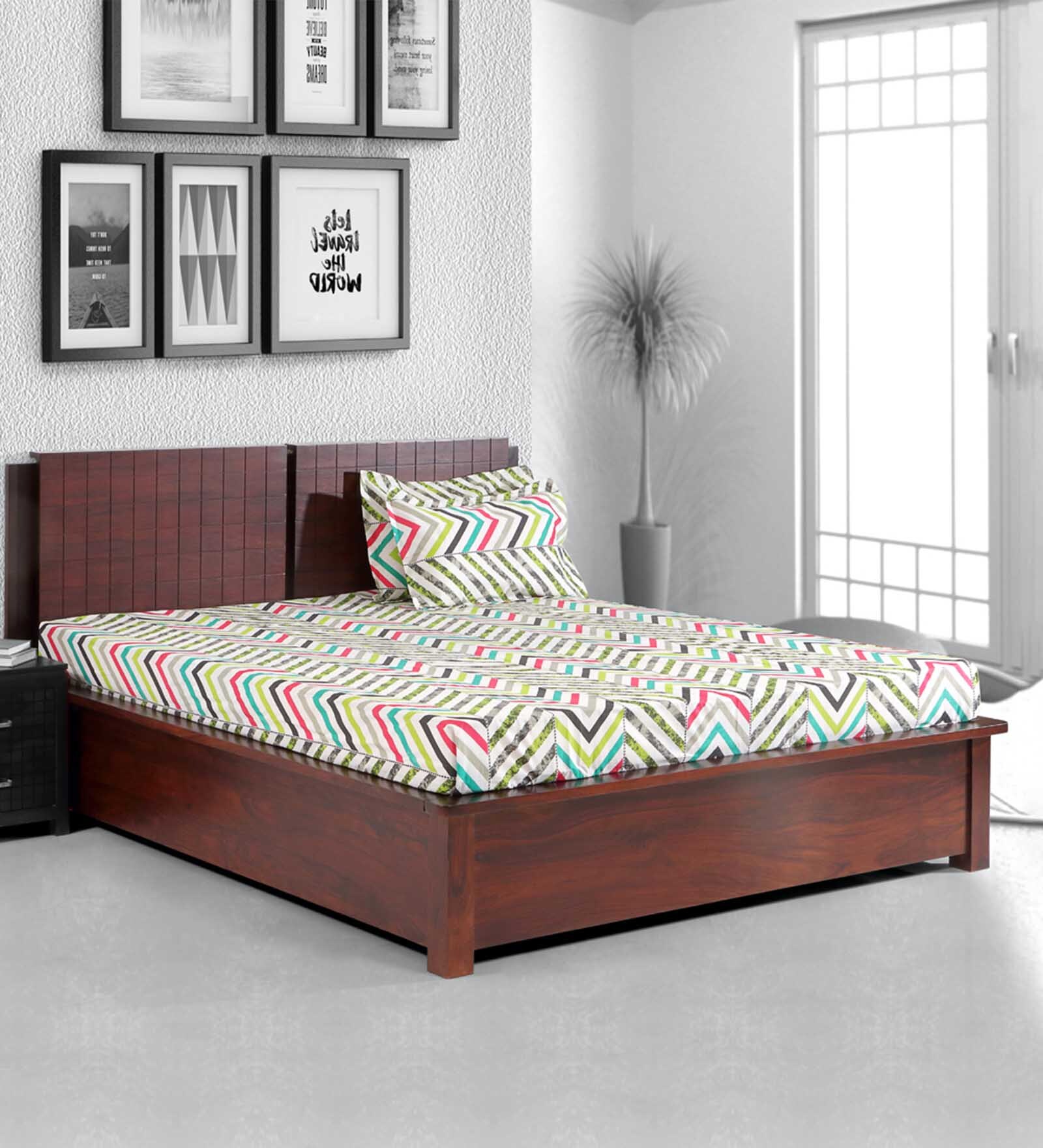 Bradley King Size Bed With Hydraulic Storage in Dark Walnut Colour