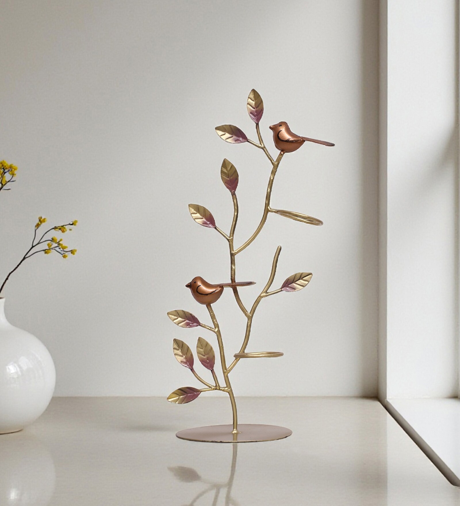 Brady Birds On Leaf With Candle Holders