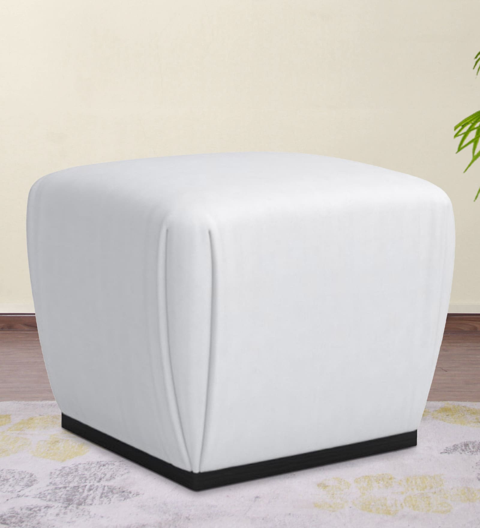 Brait Pouffe In White & Black Colour