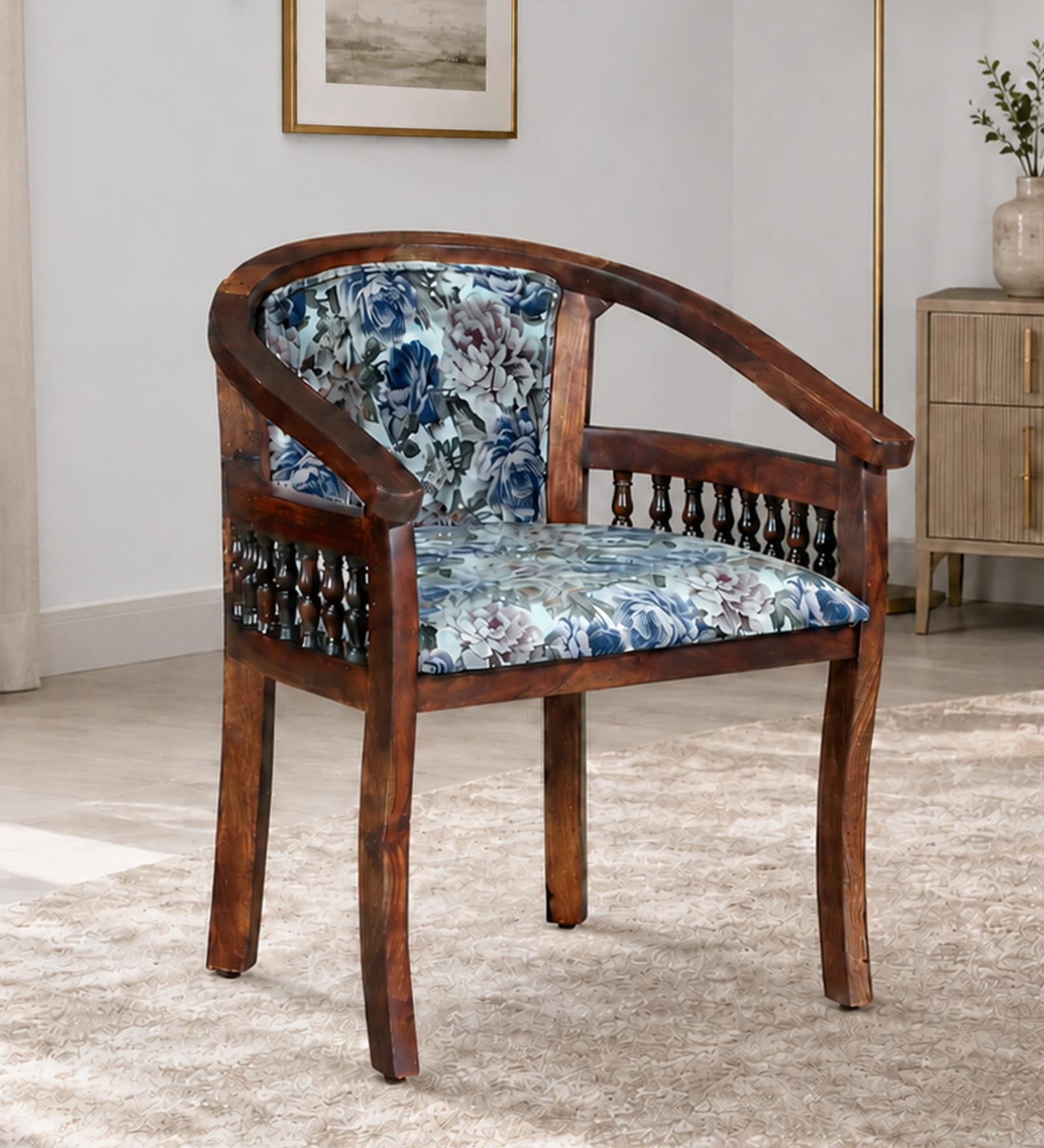 Bramley Sheesham Wood Arm Chair in Provincial Teak Finish Bramley Sheesham Wood Arm Chair in Provincial Teak Finish