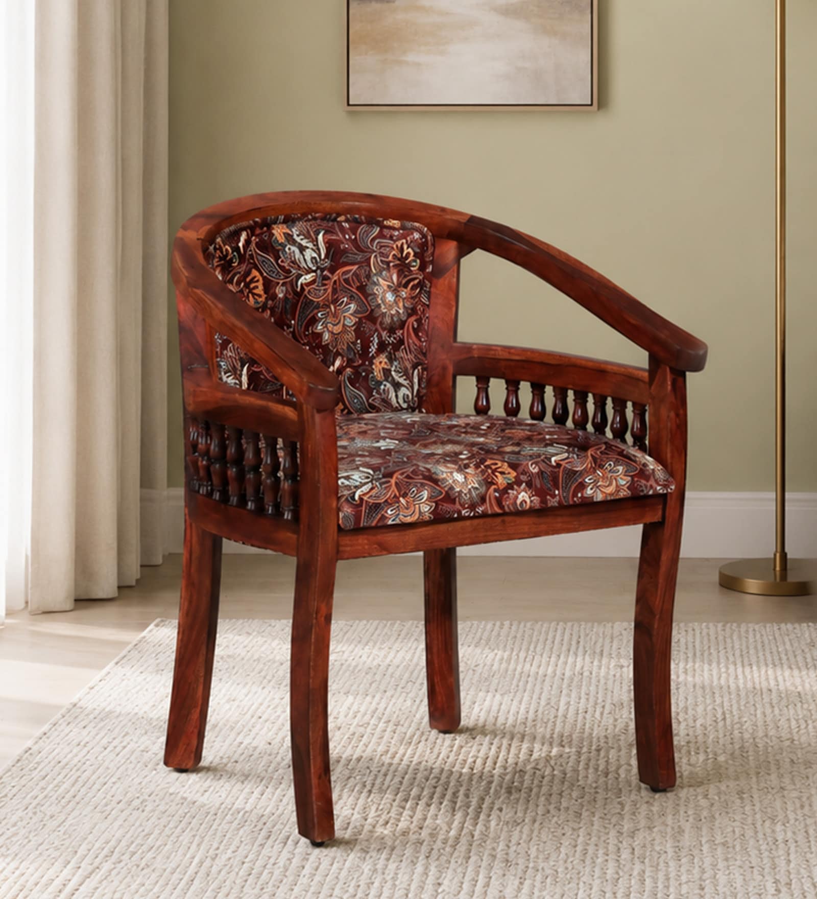 Bramley Sheesham Wood Arm Chiar in Honey Oak Finish Bramley Sheesham Wood Arm Chiar in Honey Oak Finish