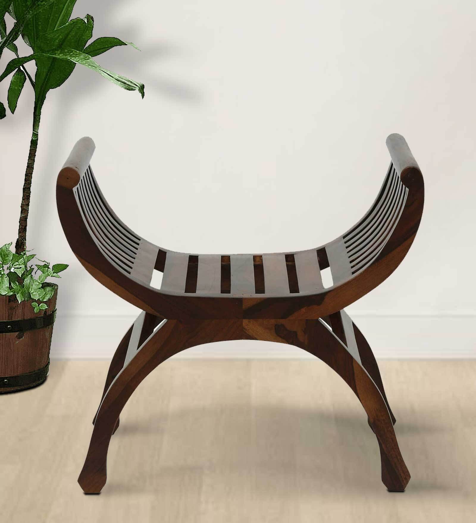 Bramley Sheesham Wood Seating Stool In Provincial Teak Finish