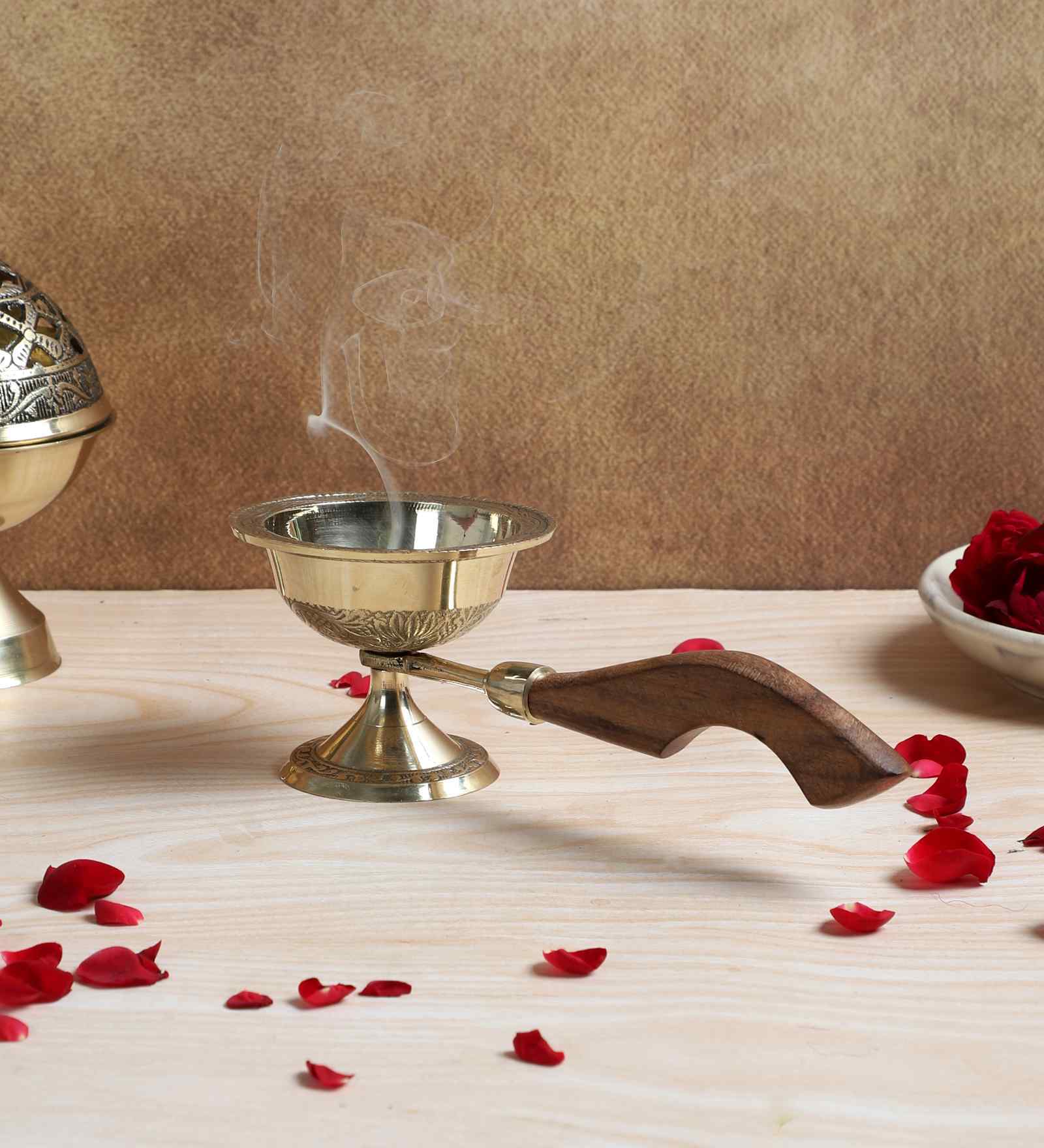 Brass & Wooden Dhoop Dani