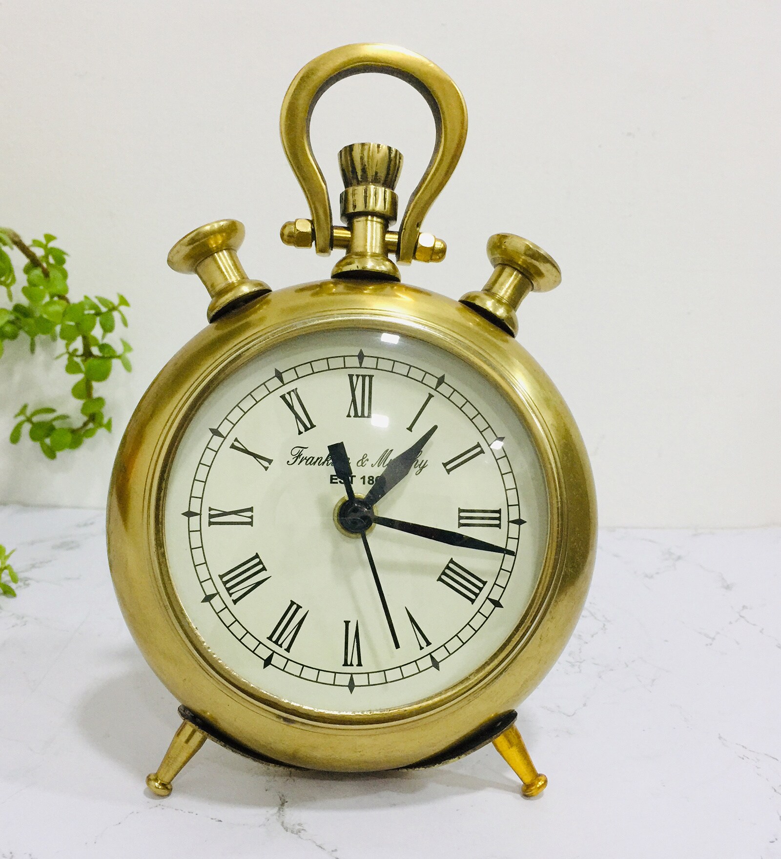 Brass Analog Table Clock