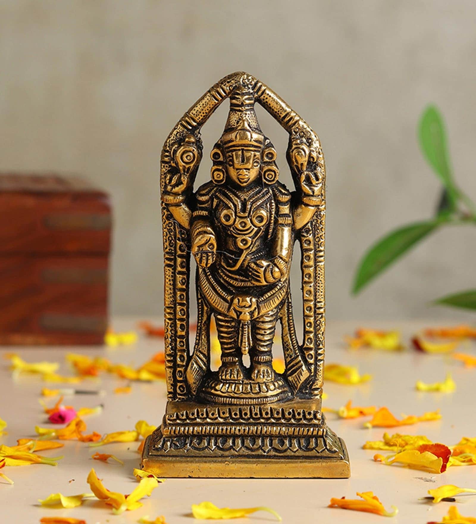 Golden Brass Balaji Idol with Antique Finish