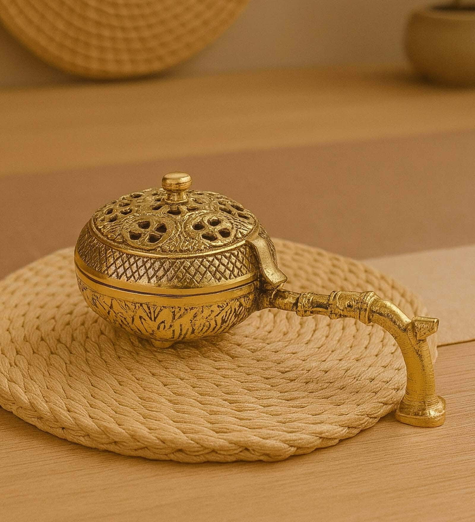 Golden Brass Dhoop Dani and Burner