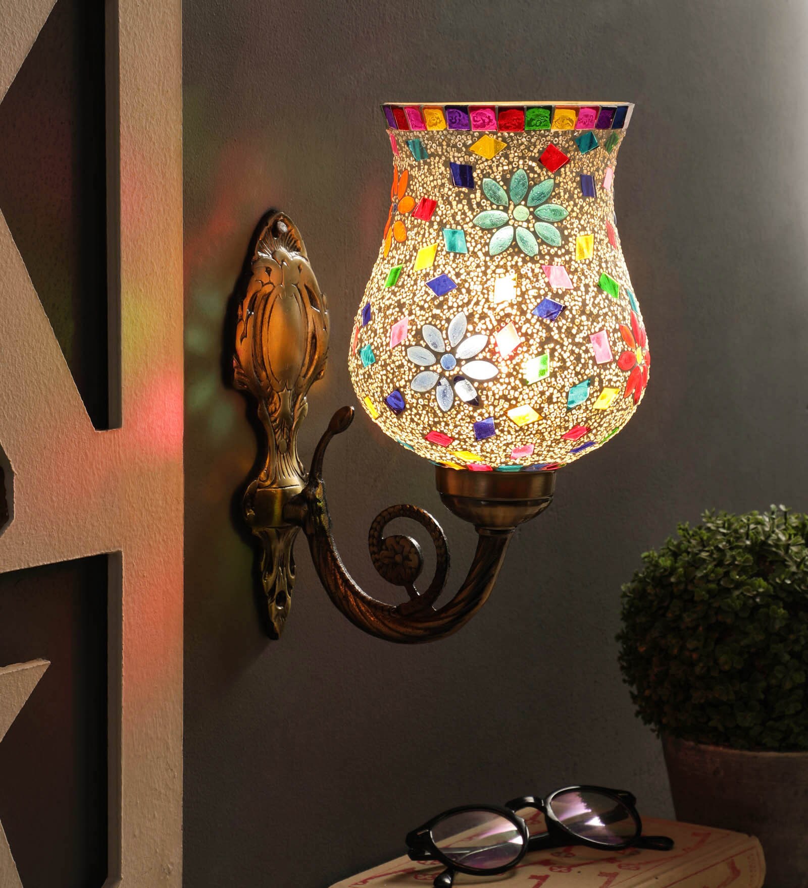Novara Brass Glass Wall Sconces