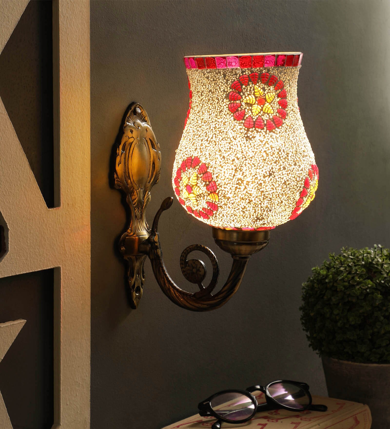 Avogadro Brass Glass Wall Sconces