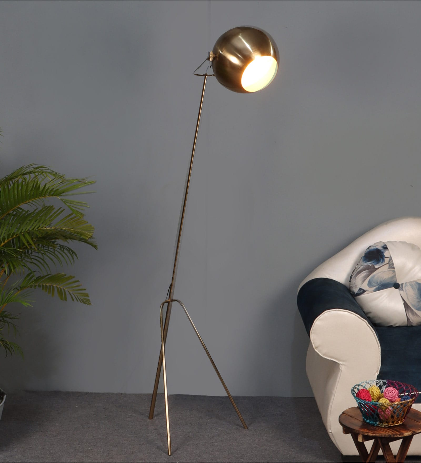 Buy Brass Iron Shade Tripod Floor Lamp With Iron Base at 40 OFF by