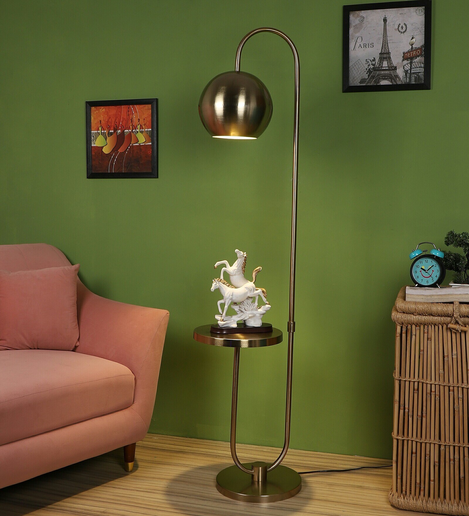 Buy Brass Shade Floor Lamp With Metal Base By Forever Lights at 47 OFF