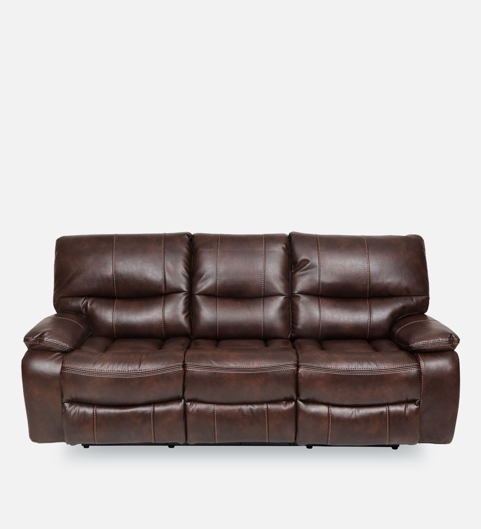 Braxton Leatherette Motorized  3 Seater Recliner In Tan Brown Colour