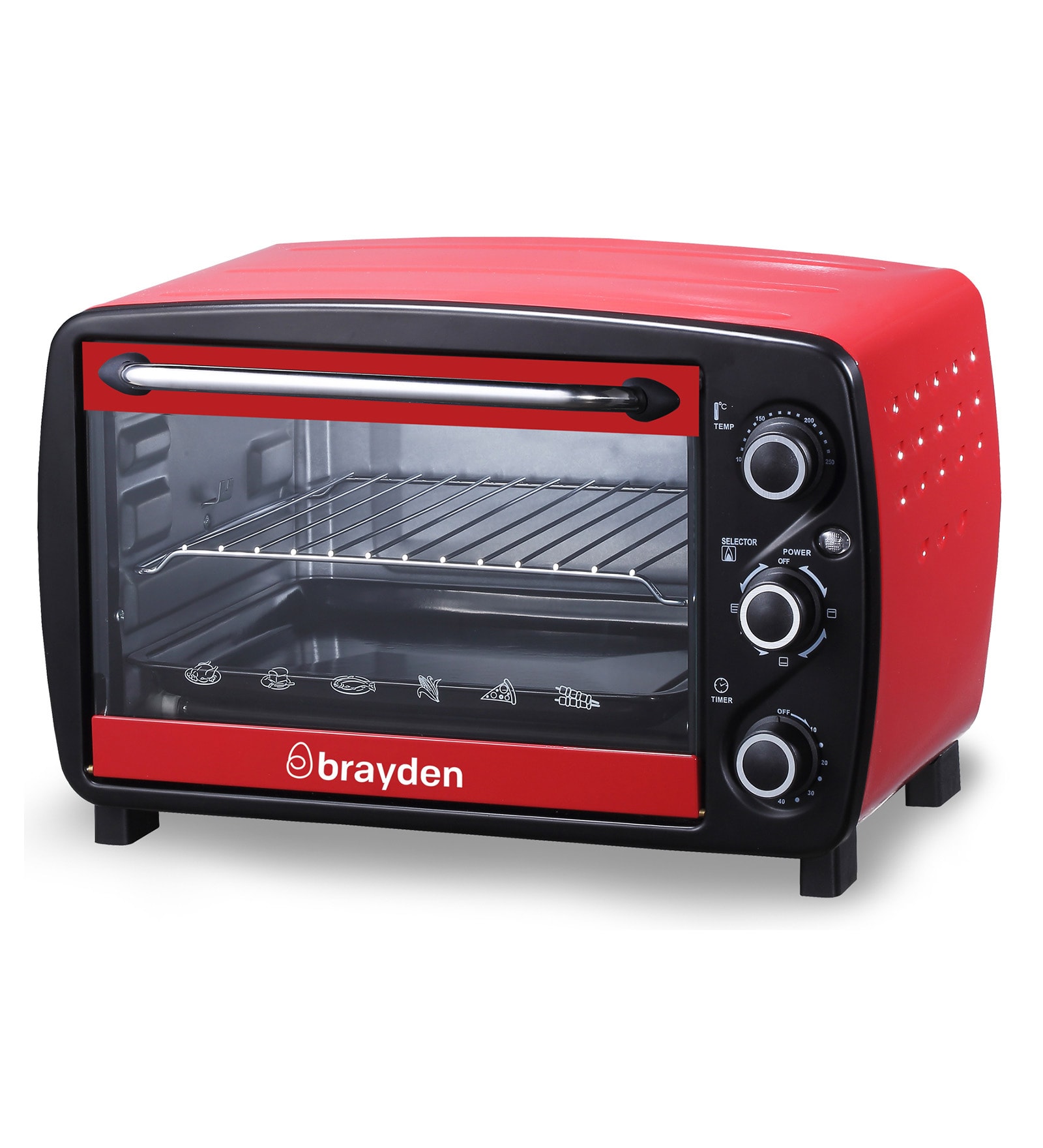 Brayden Krispo 18 Litre Oven Toaster Griller with Evov Bake Technology, Peach Red