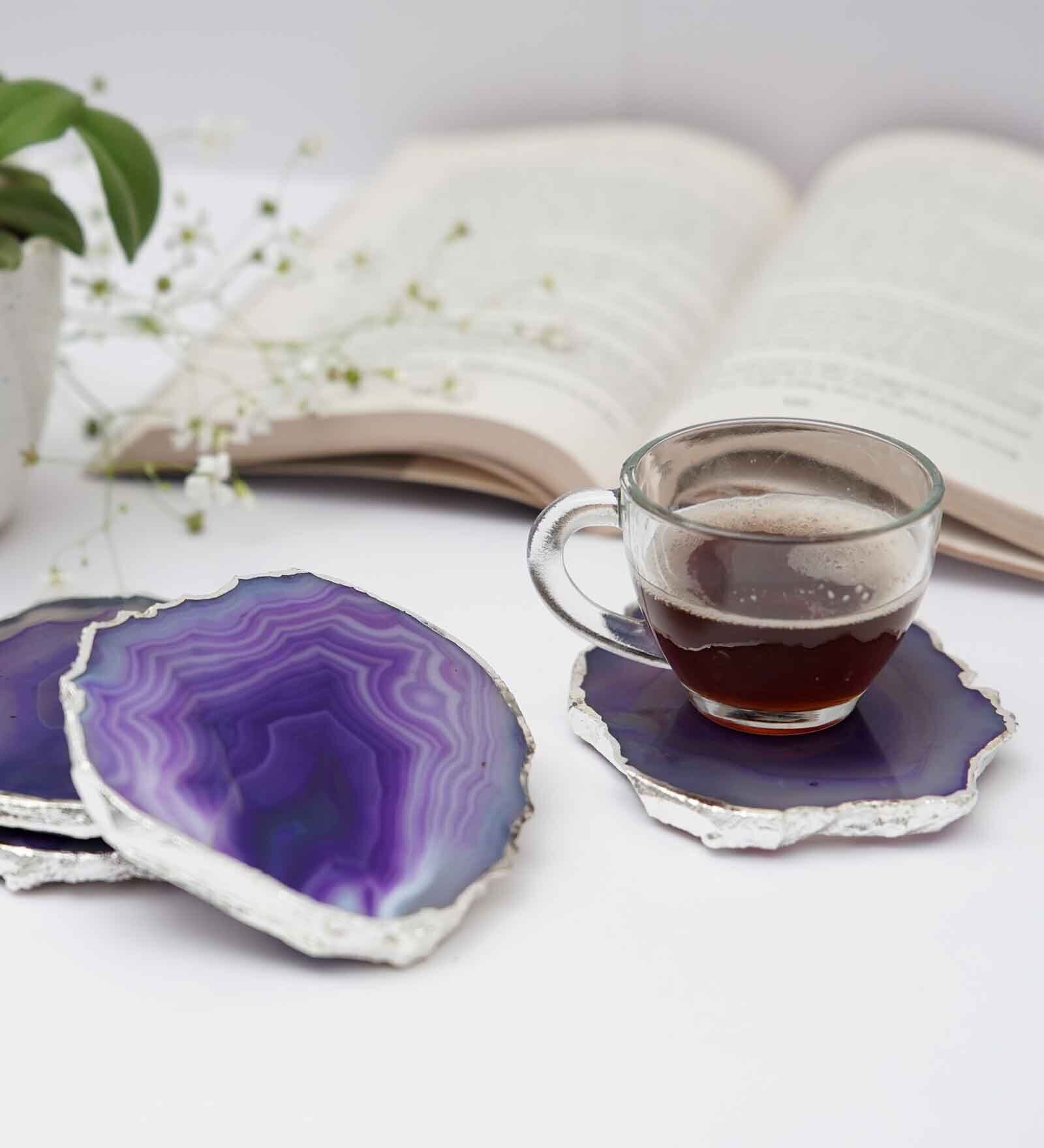 Brazilian Purple Stone Set of 4 Table Coasters Brazilian Purple Stone Set of 4 Table Coasters