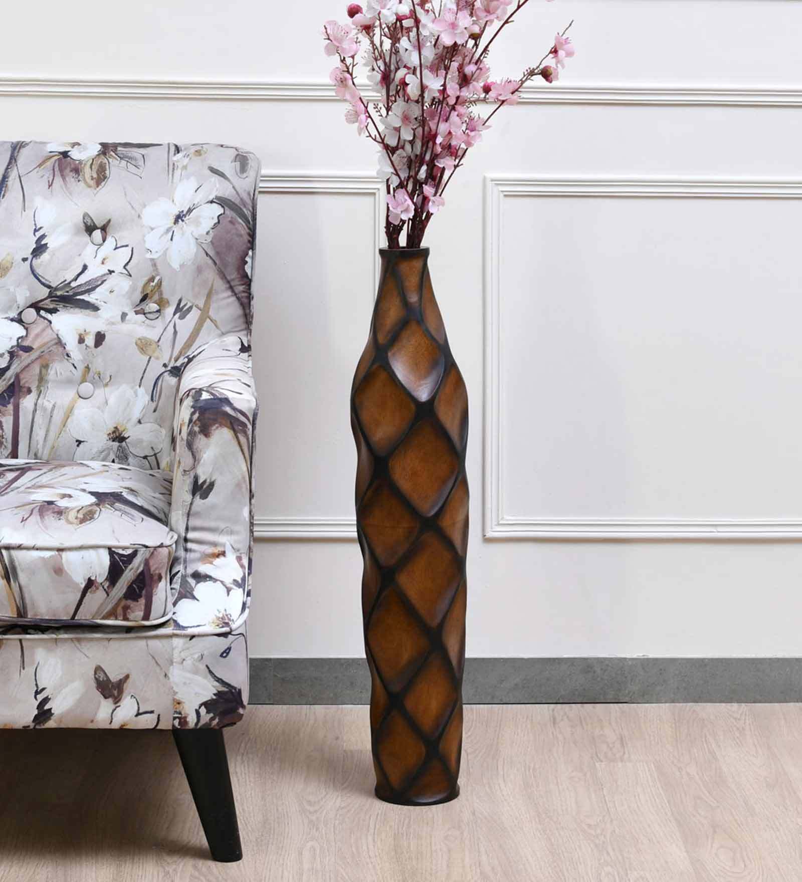 Brick Brown Mango Wood Table Vase