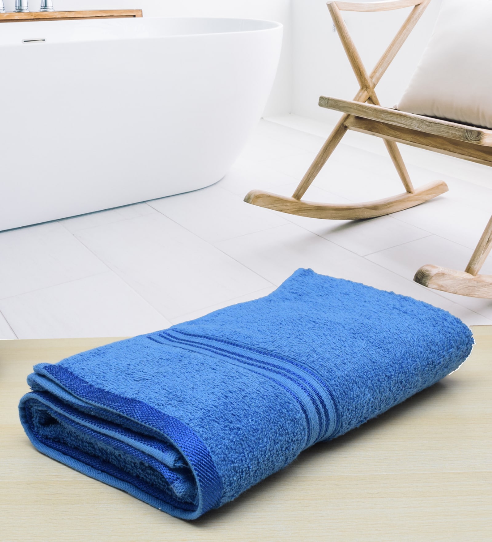 Blue Solid 500 GSM Cotton Bath Towel