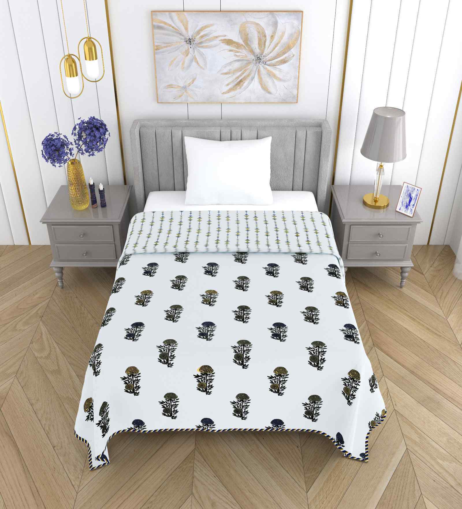 Bright White Royal Collection Single Bed Dohar Blanket