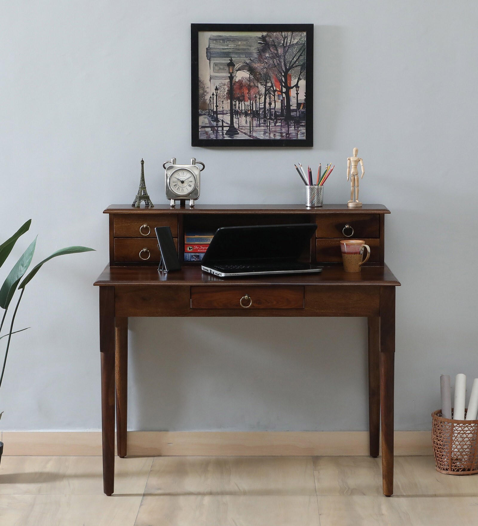 Brighton Sheesham Wood Writing Table In Provincial Teak Finish