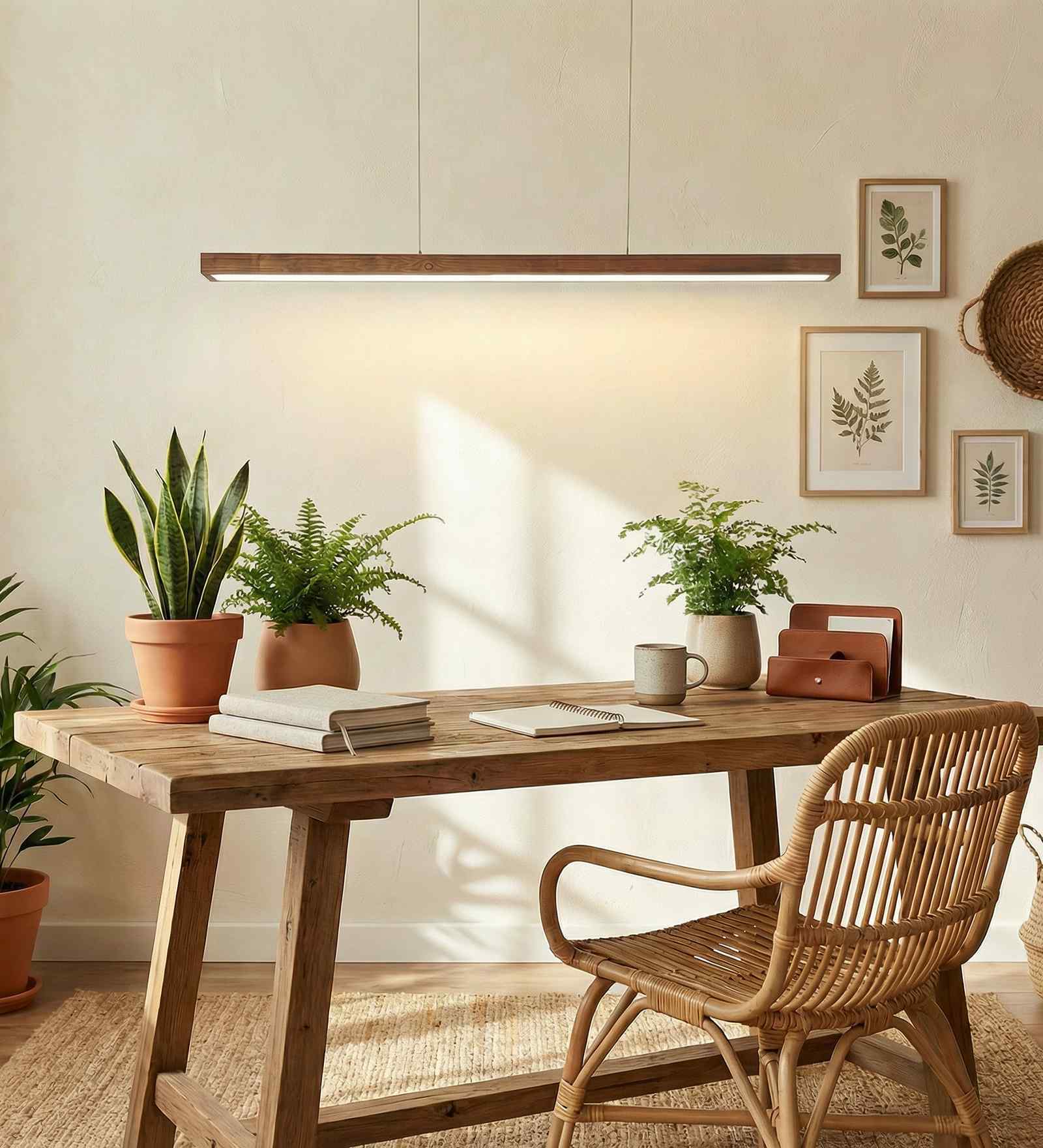 Brigitte 36 Brown Solid Wood Linear LED Hanging Light