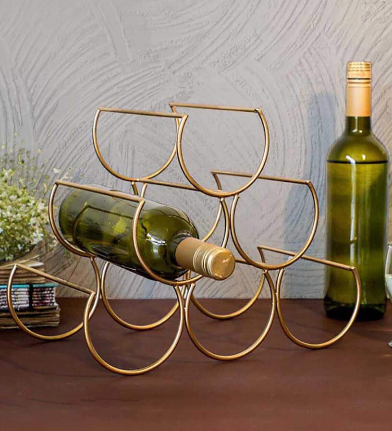 Buy Brigitte Gold Mild Steel Wine Rack by Home4U at 12% OFF by Home4U ...